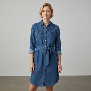 Banana Republic Blue Lyocell/Cotton Denim Shirt Dress Blend Size 6